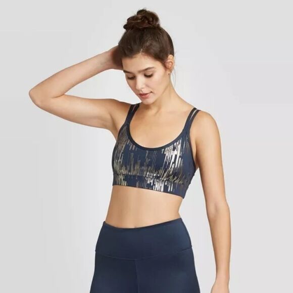 Women’s Foil Print Criss Cross Medium Support Bra New - Picture 2 of 4